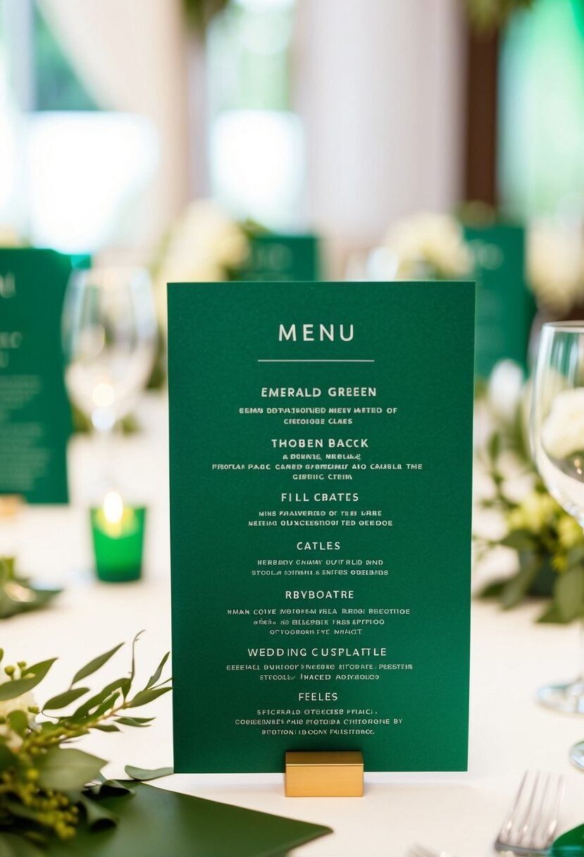15) Custom Emerald Menu Cards