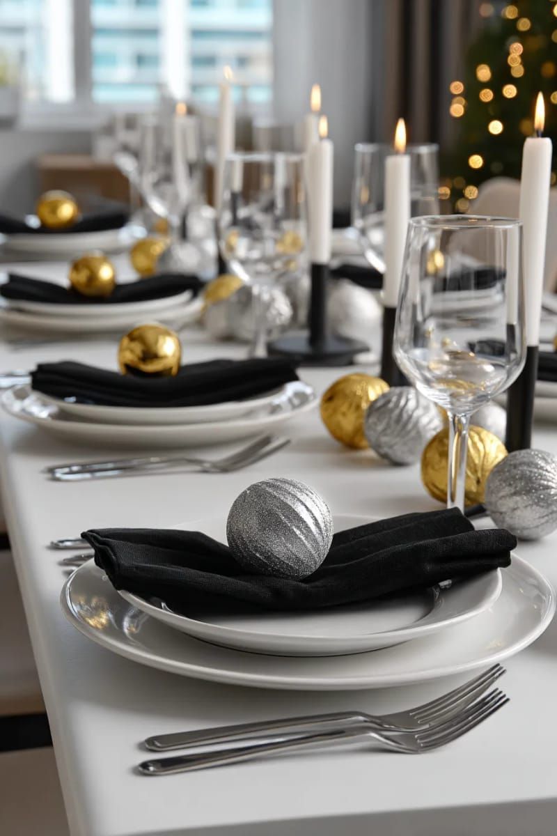 10. Modern Table Setup: White, Black, and Metallics - photo 2