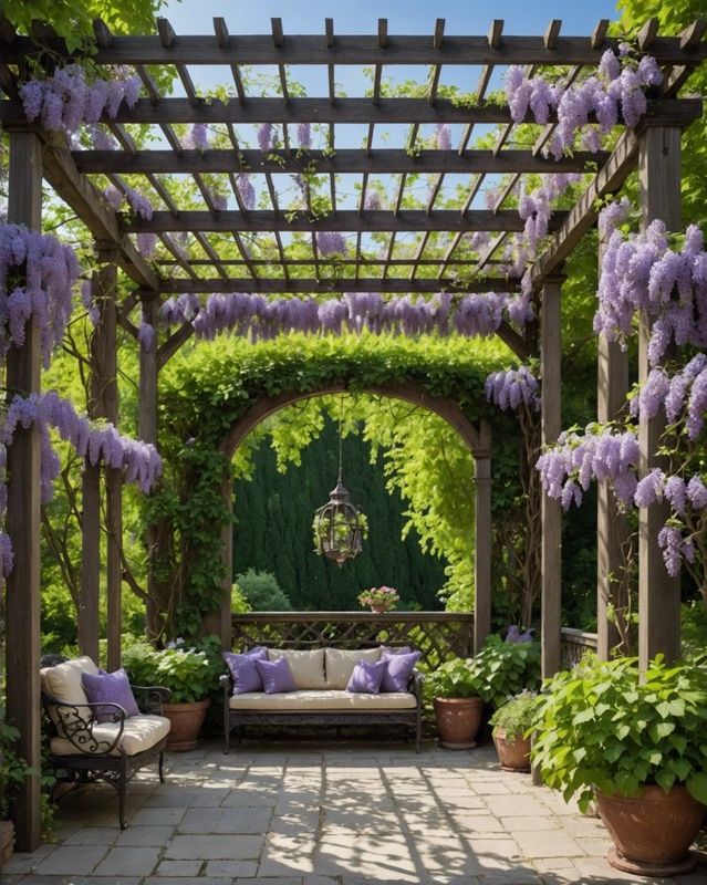 Pergola Draped in Wisteria