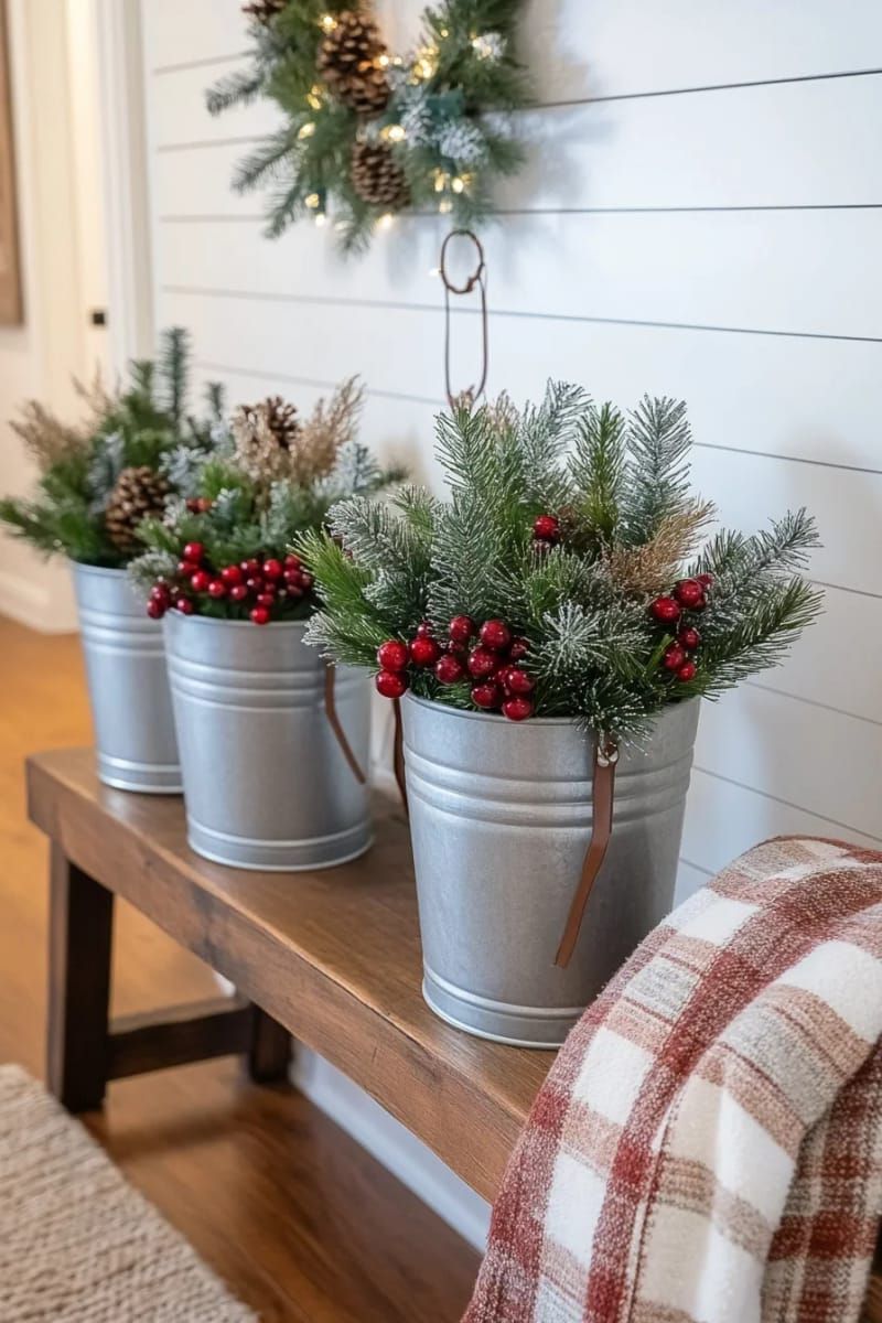 3. Galvanized Buckets With Mini Trees - photo 2