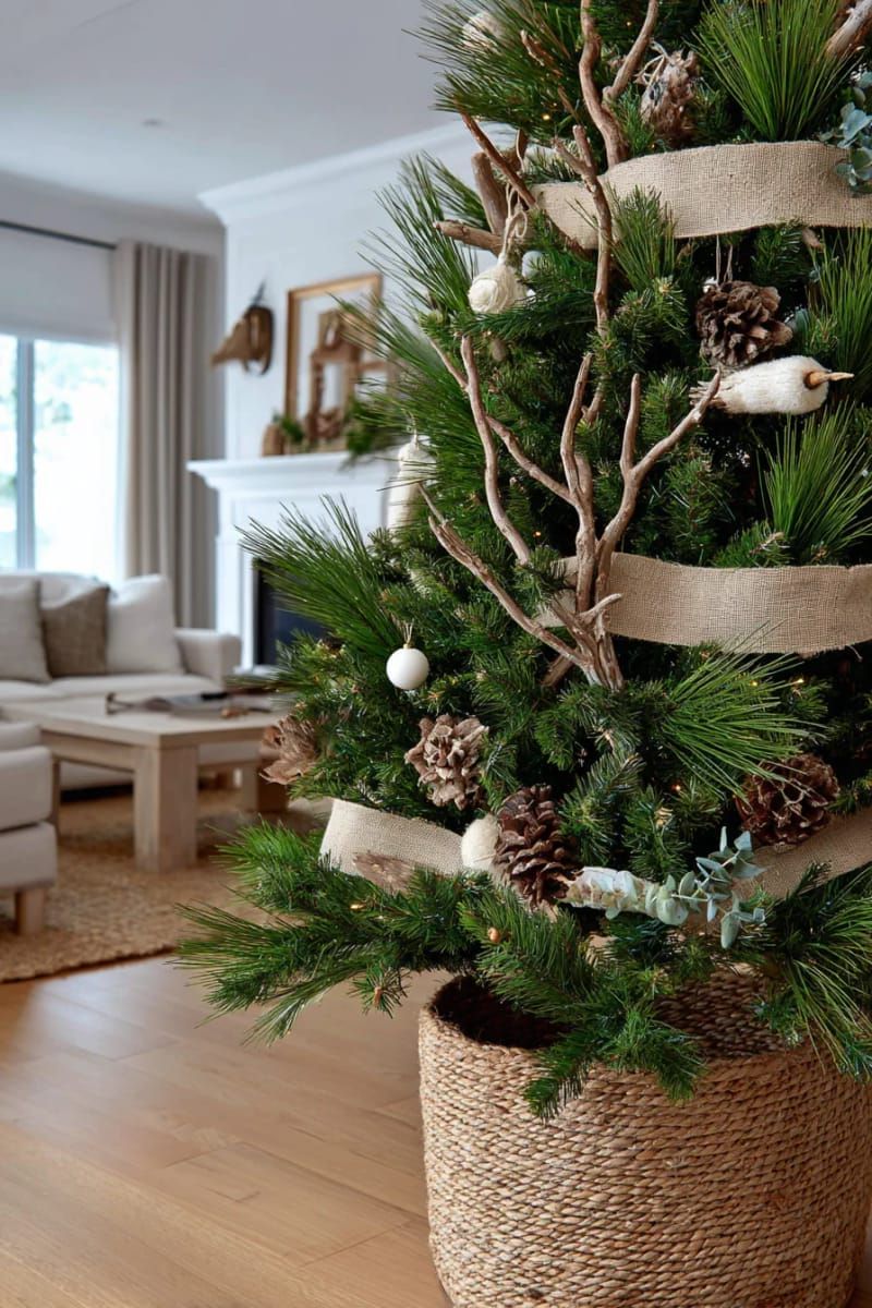 17. Natural tree with burlap and eucalyptus sprigs - photo 2