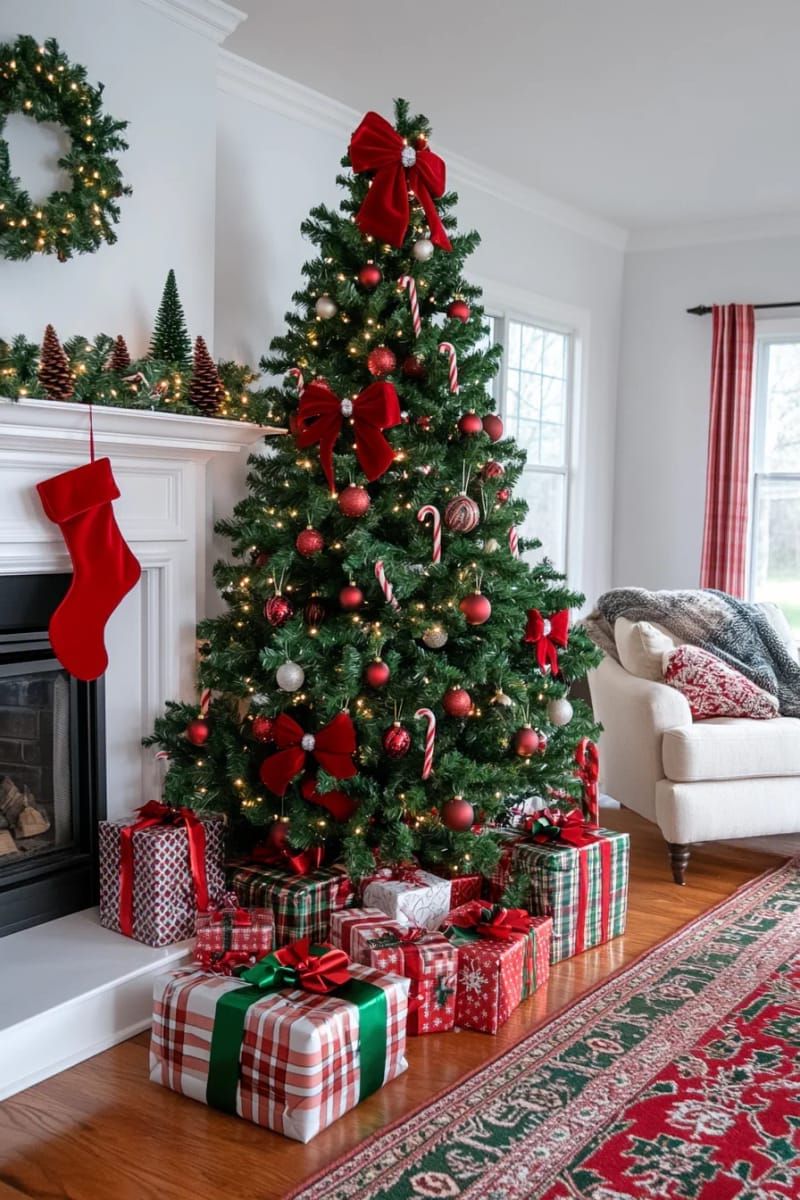 9. Classic red and green tree with candy canes - photo 2
