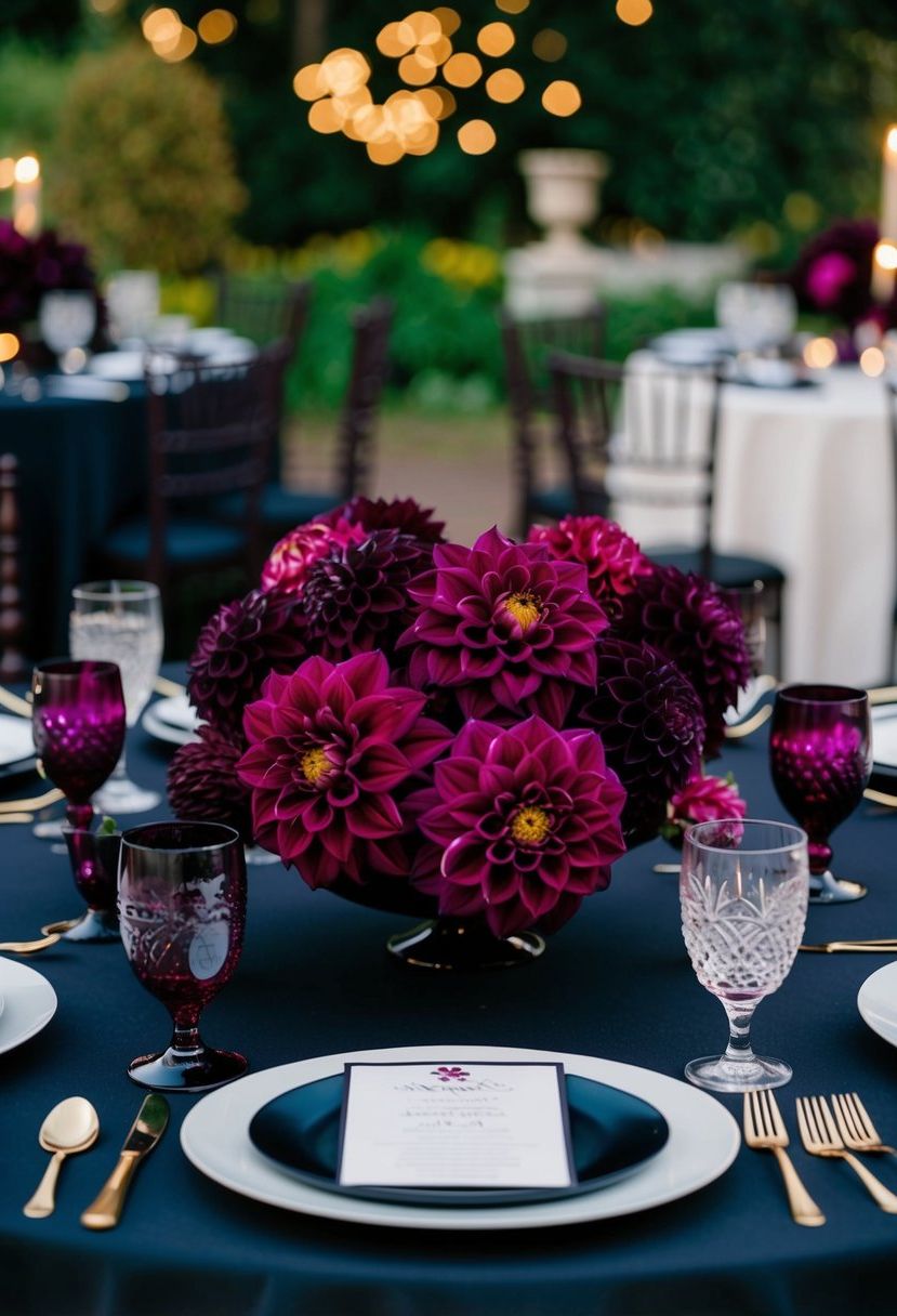 6) Plum and Burgundy Dahlia Blooms