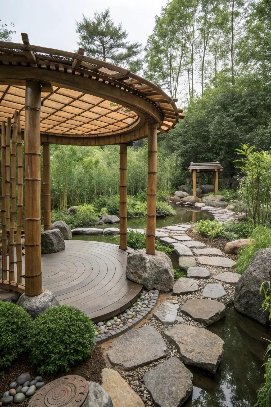 Calming Zen Garden Pergola