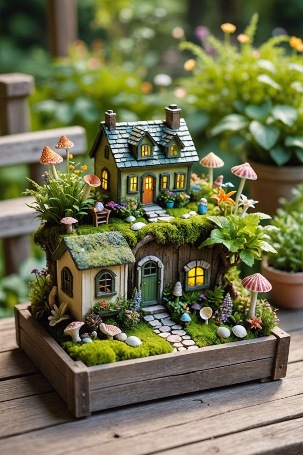 Whimsical Fairy Garden Planter Box Design