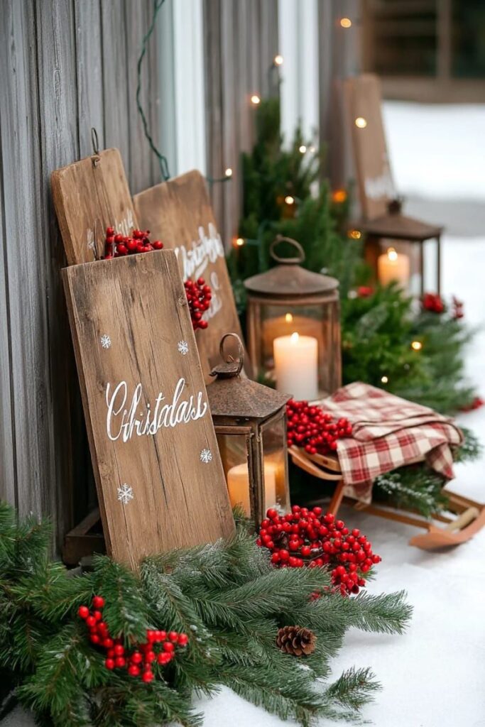 29. Wooden Signs Carry Festive Christmas Messages - photo 3