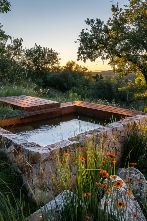 Rustic Stone Pool for Backyard Charm