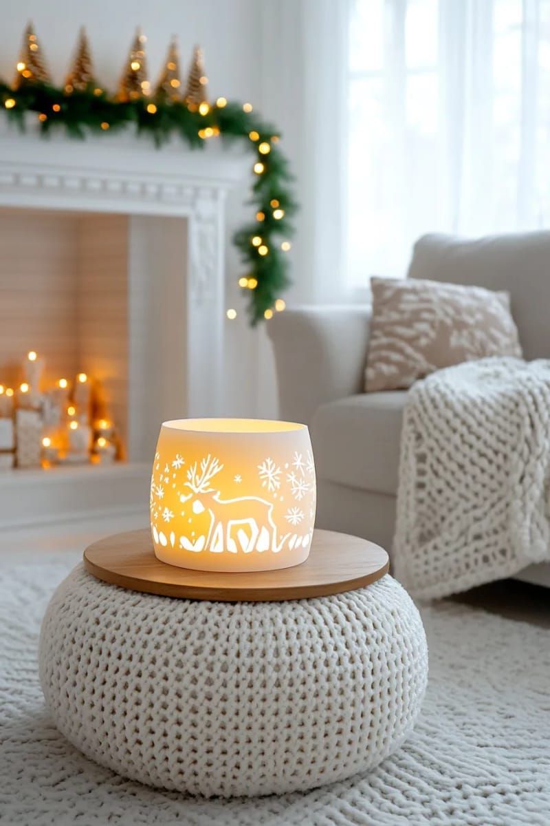 3. Frosted vellum reindeer luminary in Scandinavian style