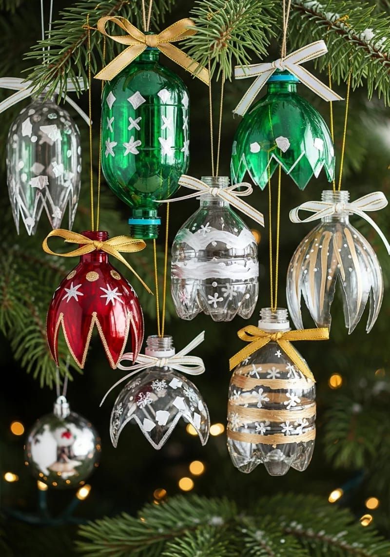 8. Recycled Bottle Ornaments in Holiday Colors - photo 2