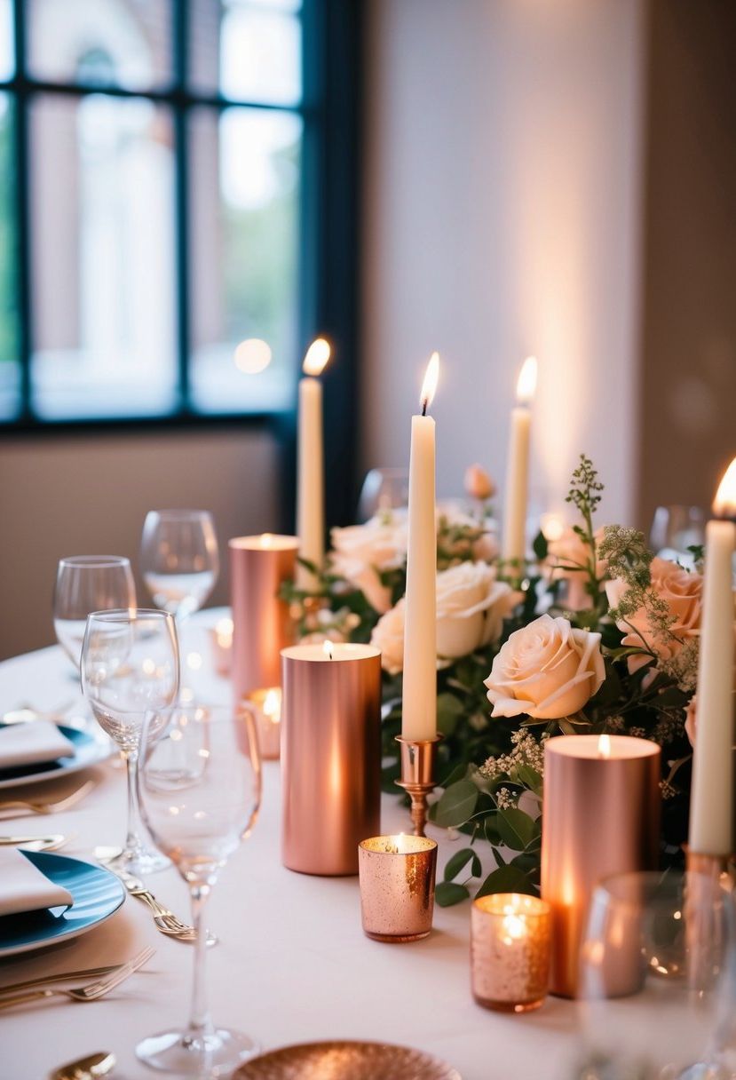 11) Rose Gold Accented Candles