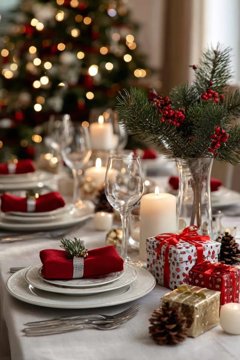 22. Tiny Wrapped Gifts as Playful Table Accents