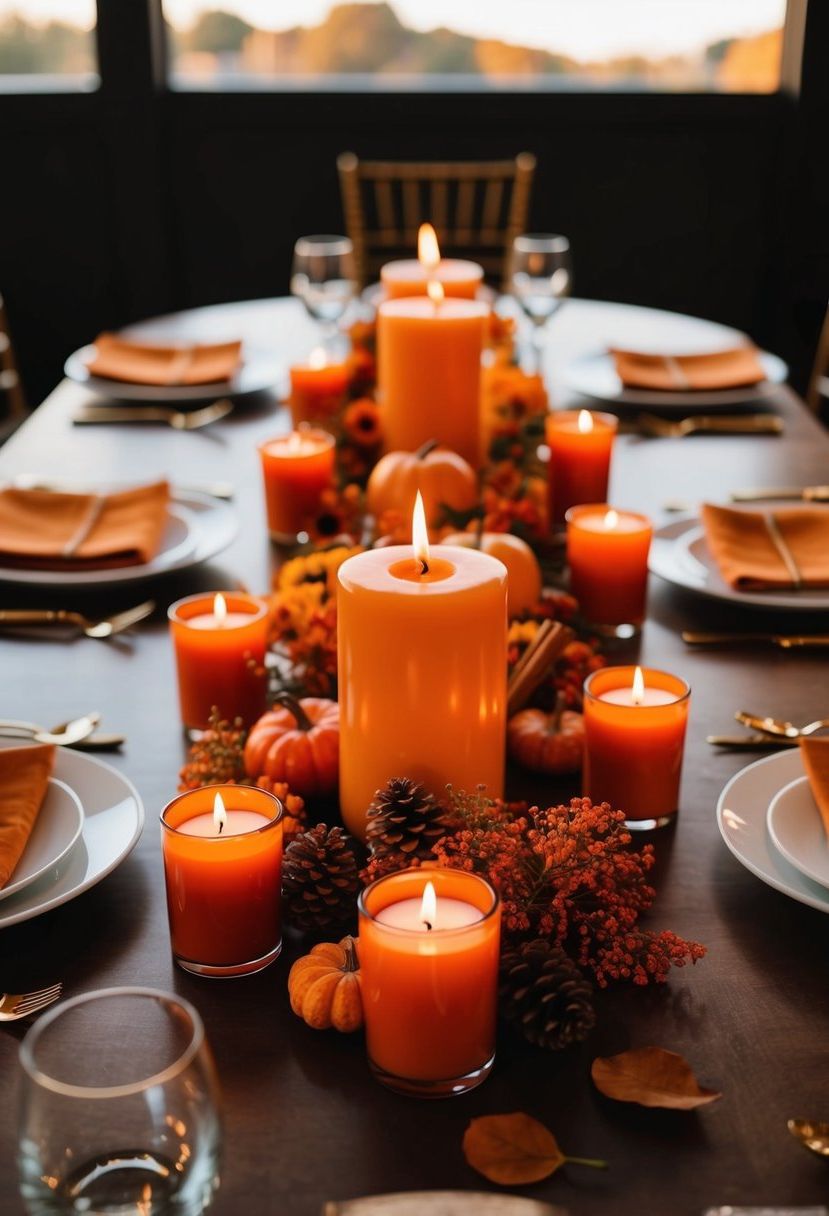 8) Light Orange-Cinnamon Candles for Ambiance