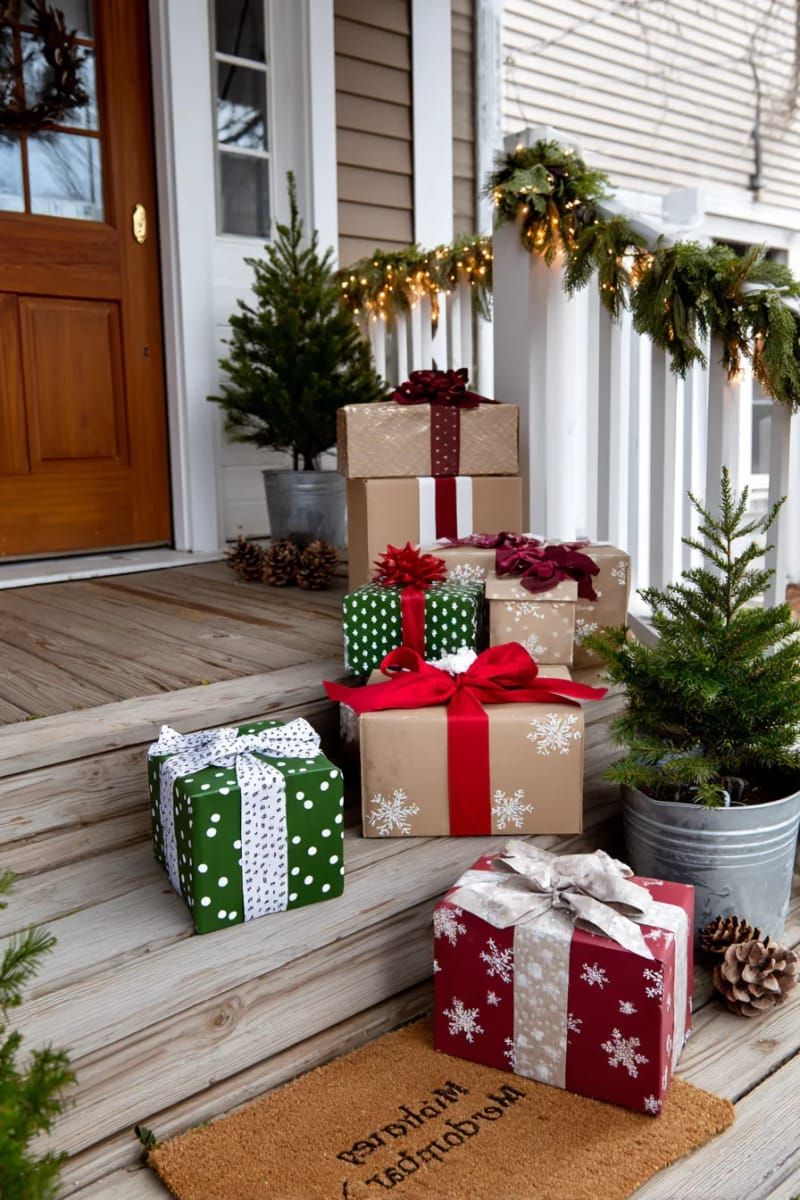 10. Ribbon-Wrapped Cardboard Gift Box Stack