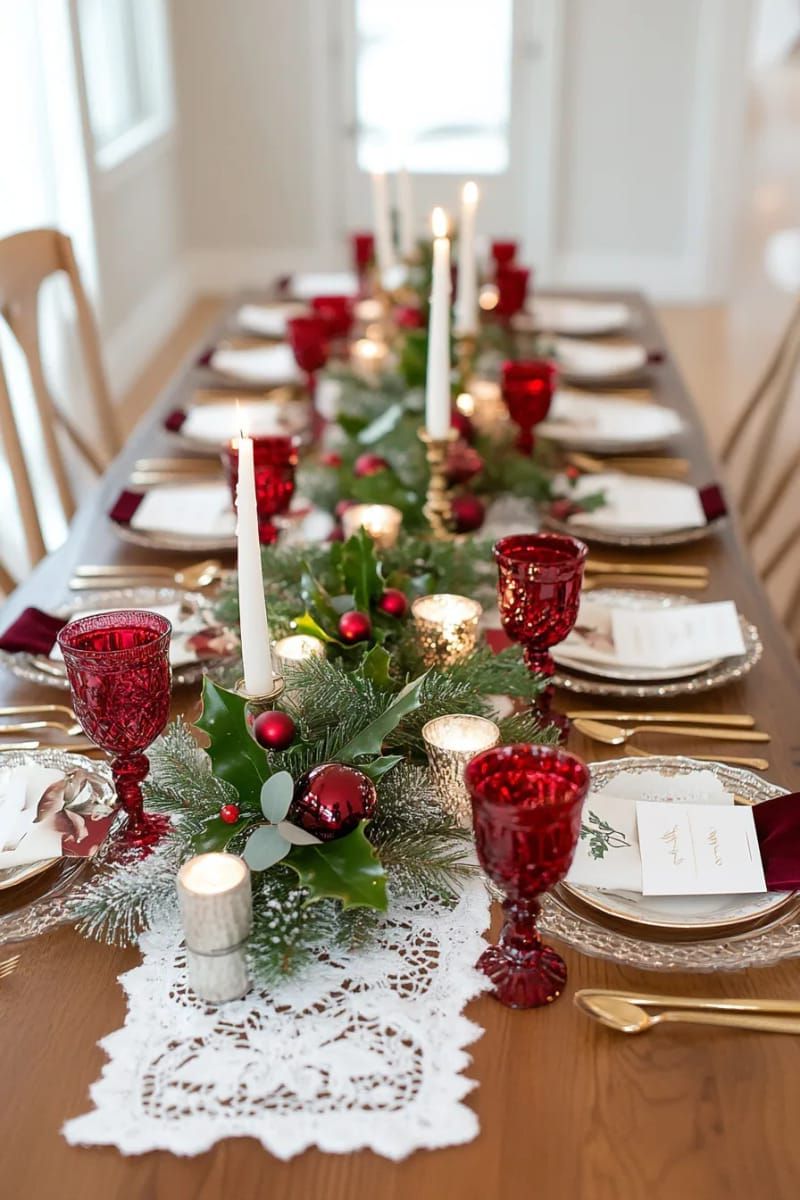 22. Victorian table settings with cranberry glassware - photo 3
