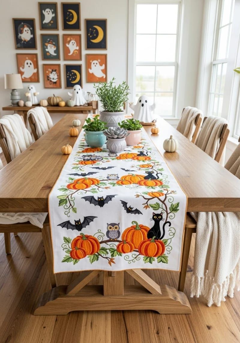 15. Critter-Print Halloween Table Runner