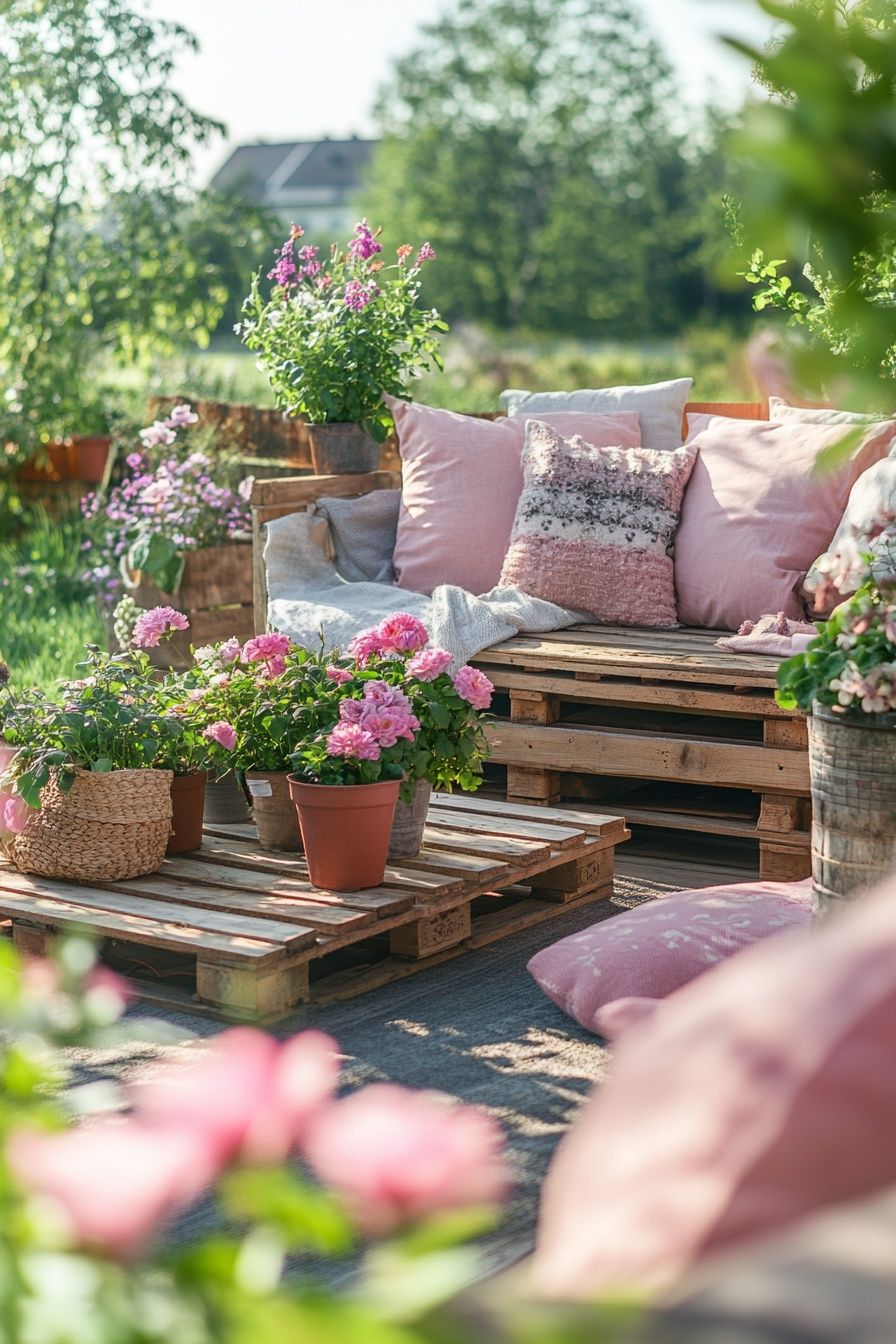 4. Build a Backyard Lounge from Wooden Pallets