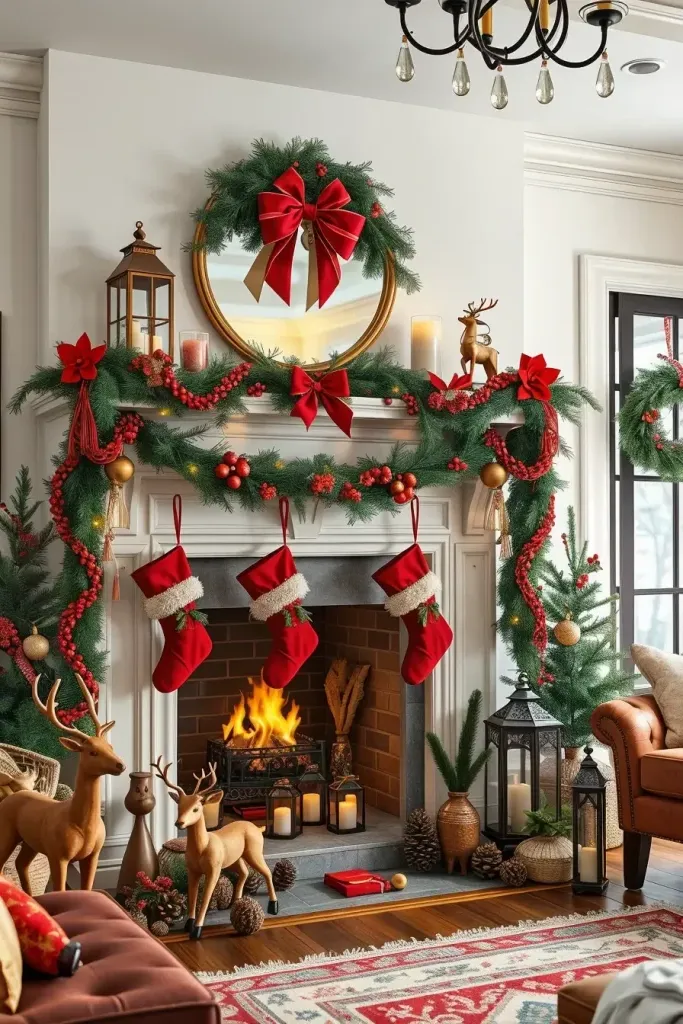 Classic Red and Green Fireplace Decor - photo 2