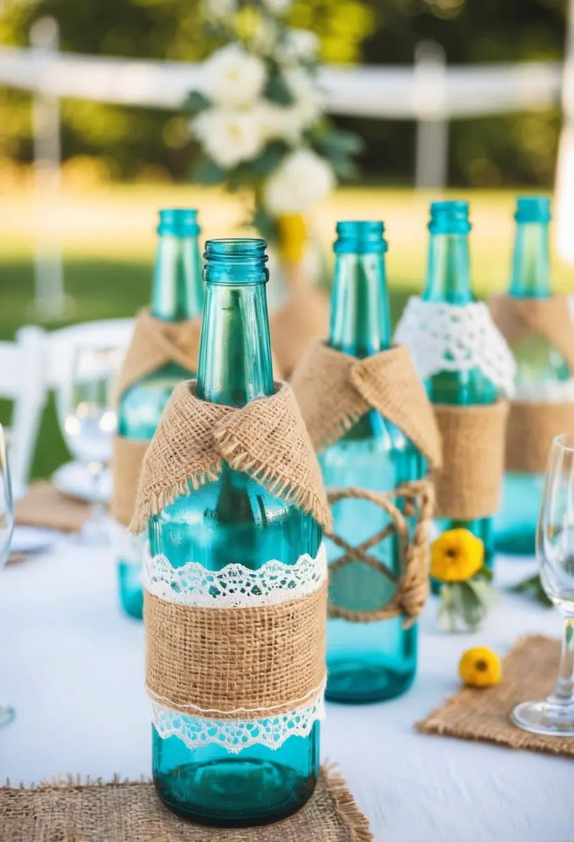 5) Burlap and Lace Country Bottles