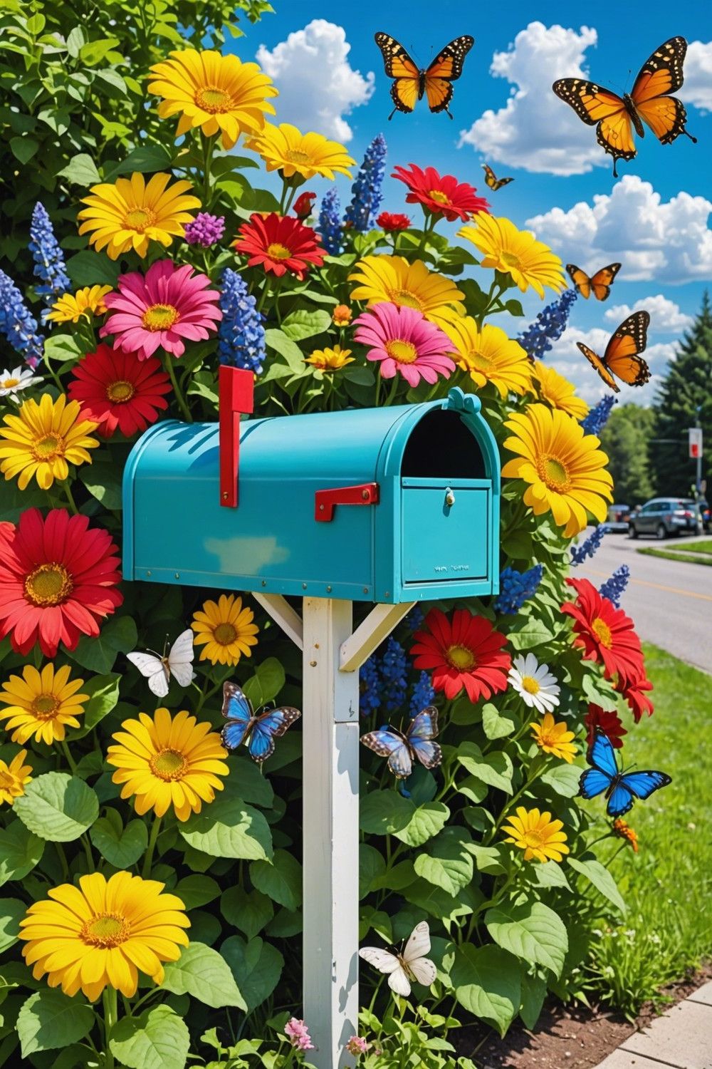 Vibrant Flower Power Mailbox