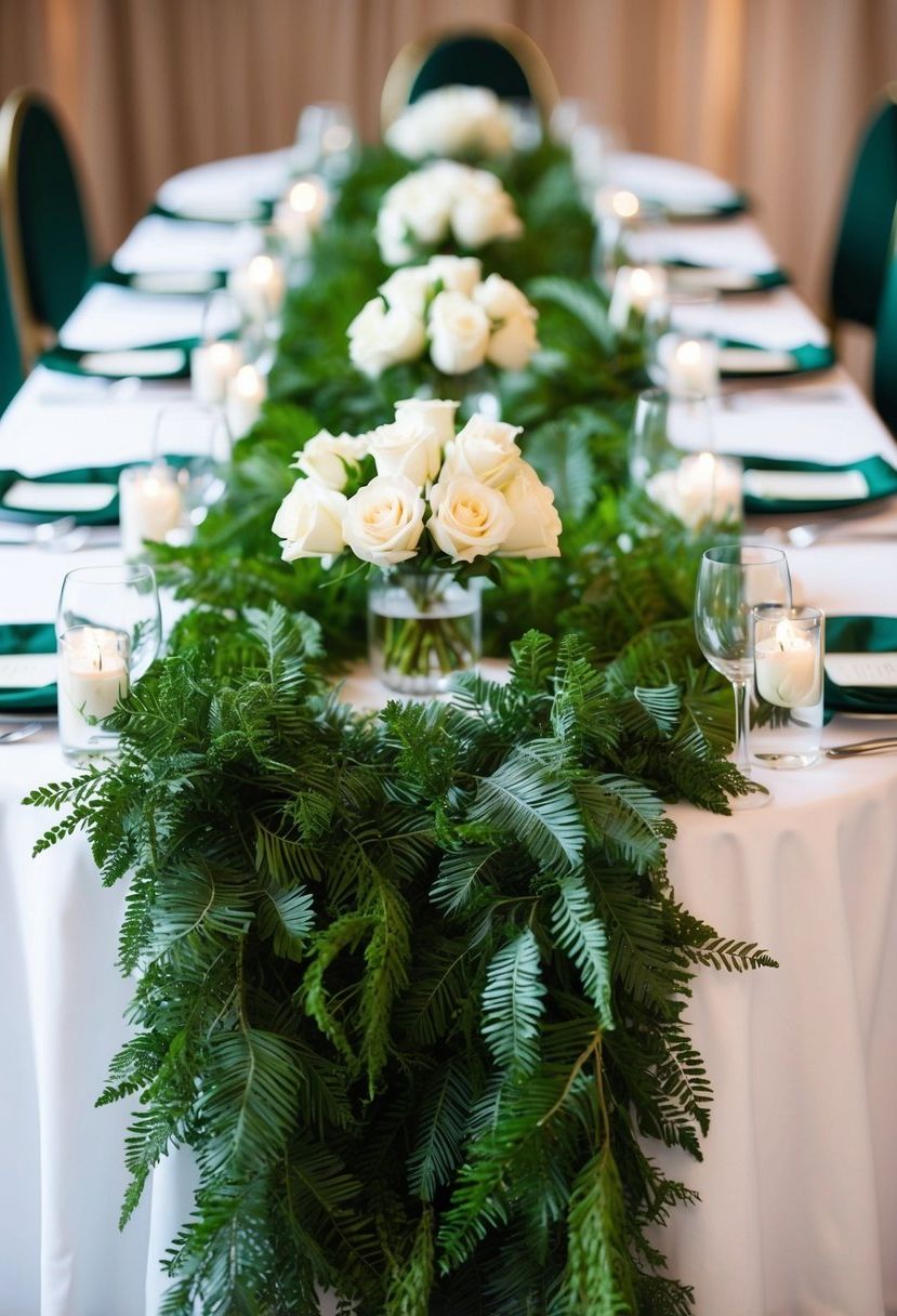 14) Simple Green Garlands With White Roses