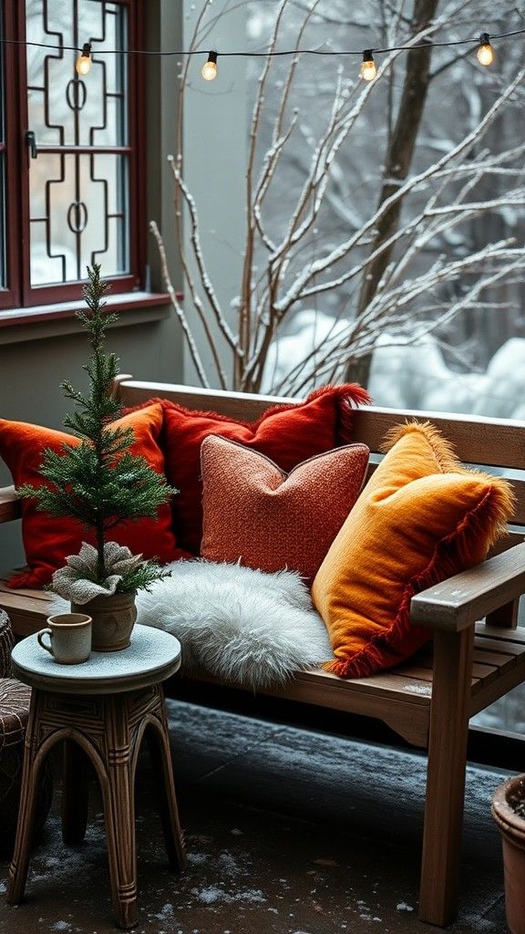 Add Throw Pillows in Warm Tones