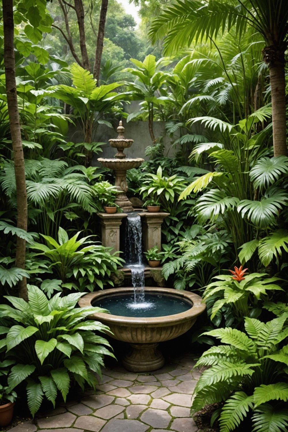 15. Surround a Small Fountain with Plants