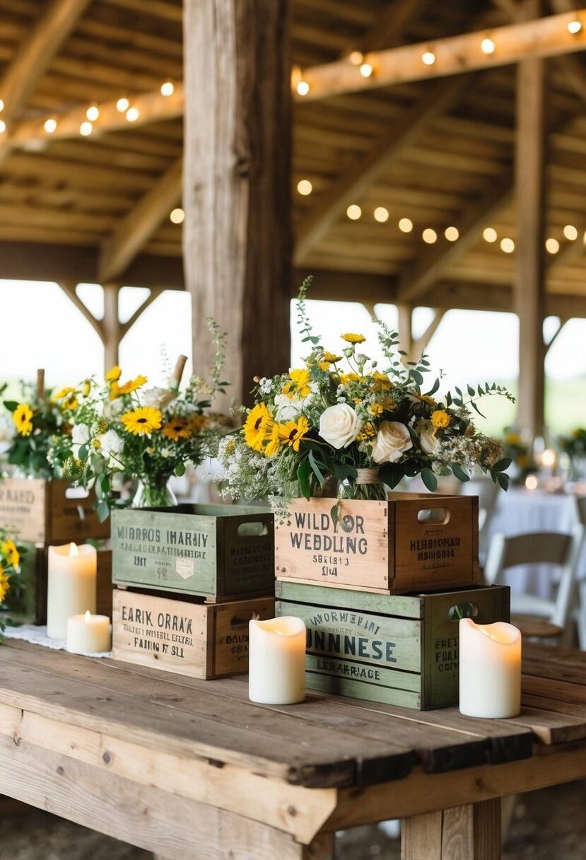 9) Vintage Wooden Crates For Rustic Style