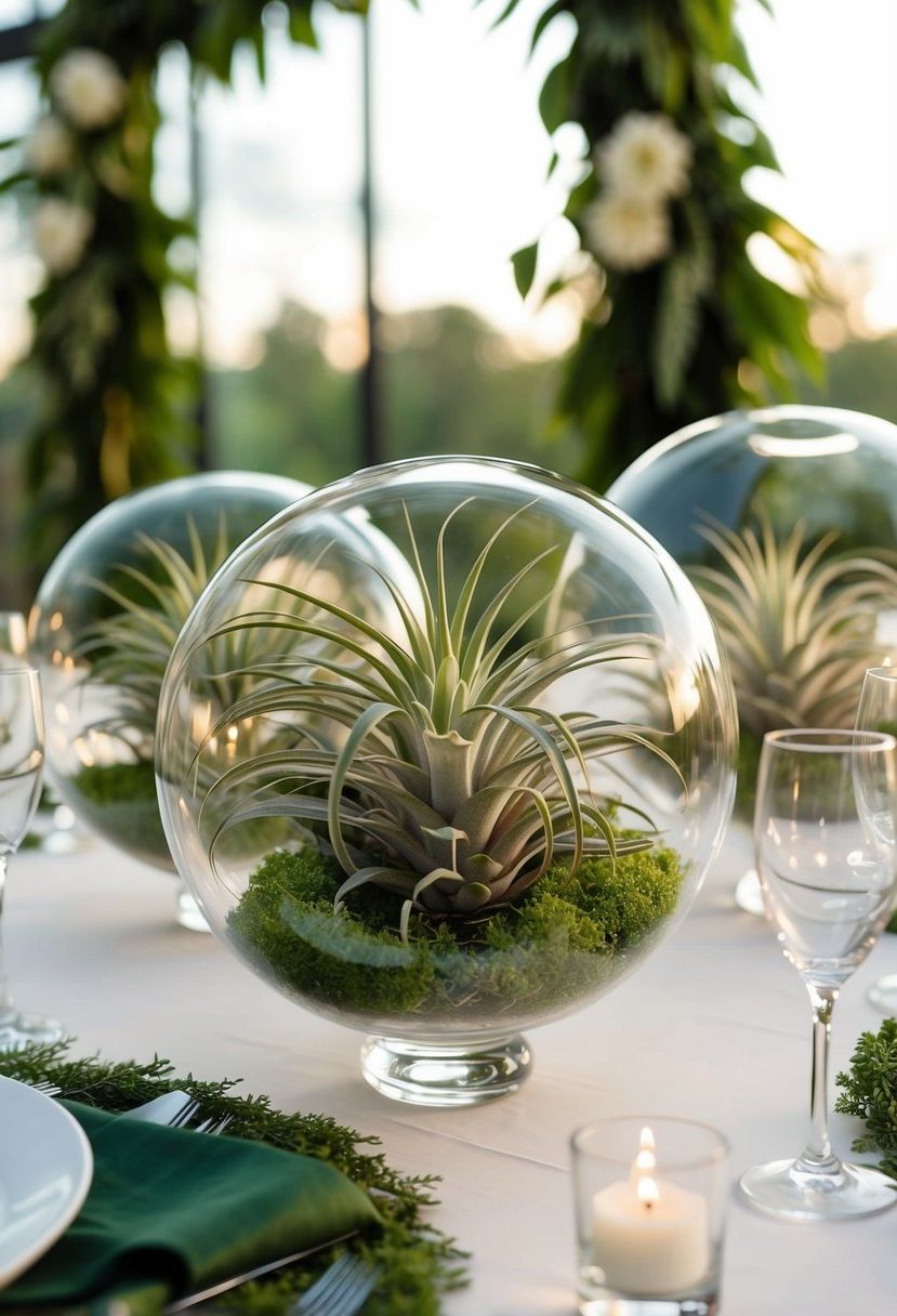 15) Glass Orbs with Air Plants Inside