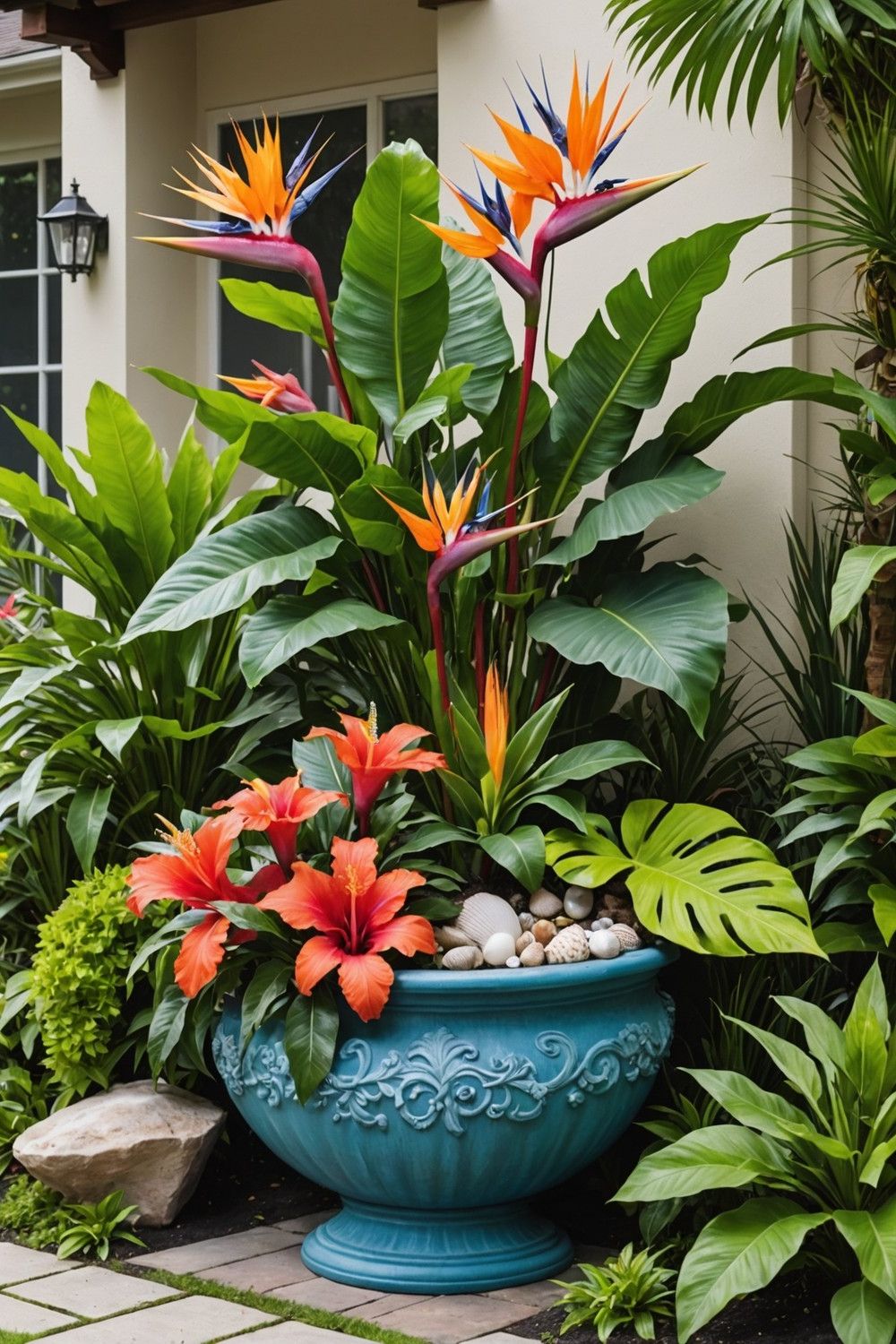 Potted Tropical Plant Display