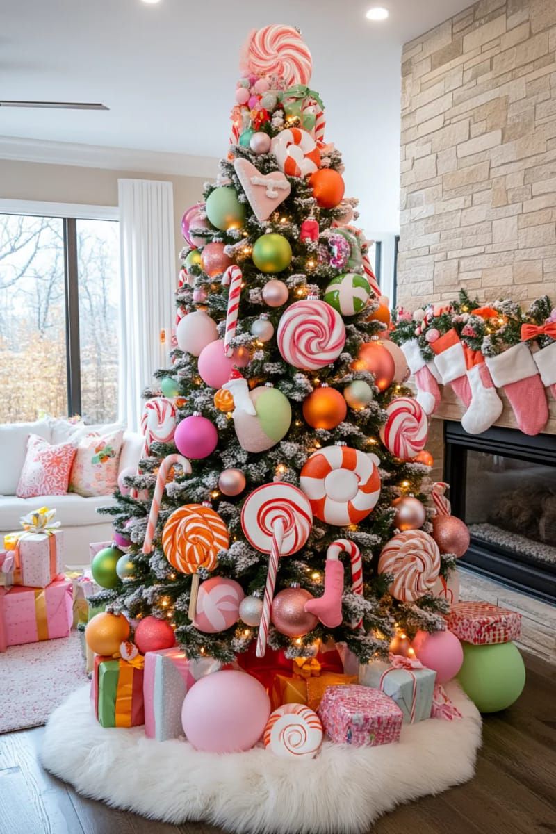 2. Candyland Tree With Pastel Ornaments and Giant Lollipops - photo 2