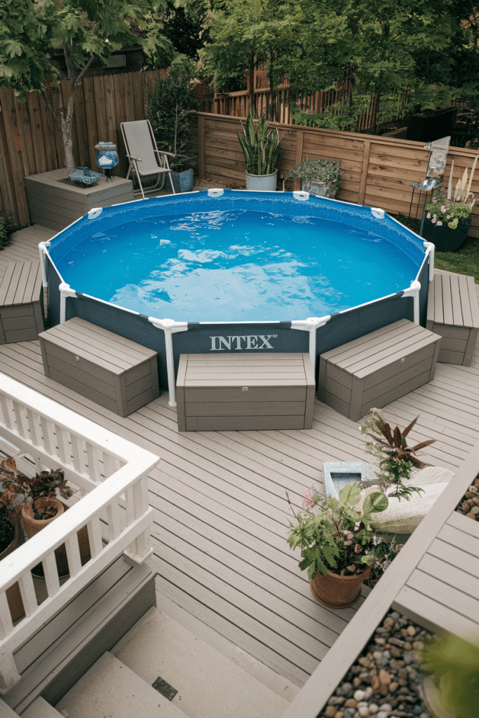 17. Storage Bench Seating for Pool Decks