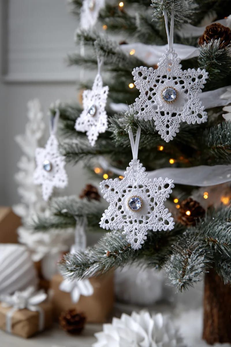 12. Doily Snowflakes With Gem Centers - photo 2