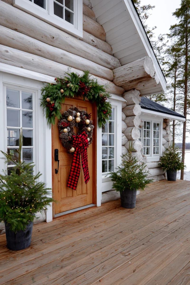 4. Tartan wreath with gold ornaments and red ribbon - photo 3