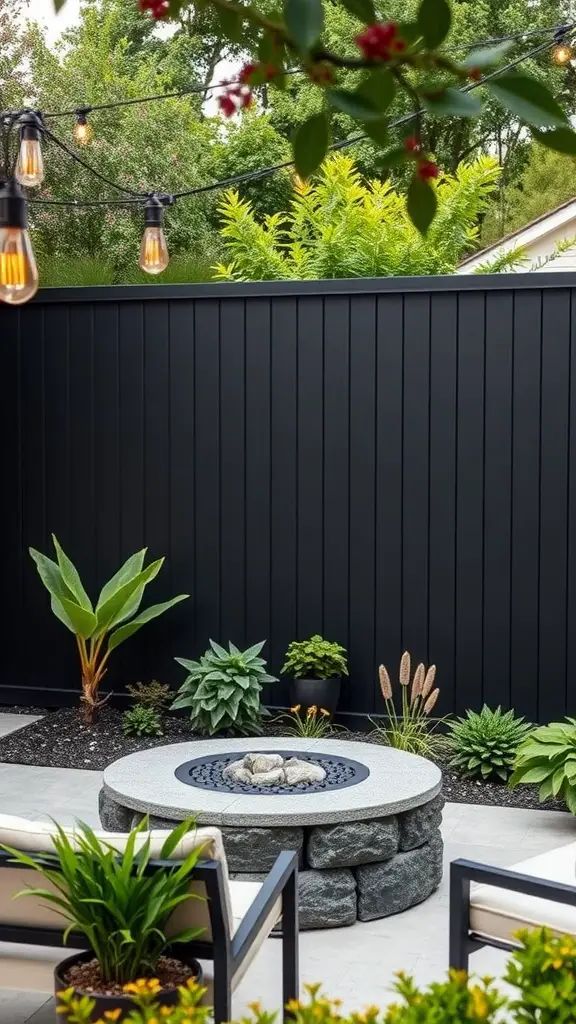 12. Bold Black Modern Privacy Fence