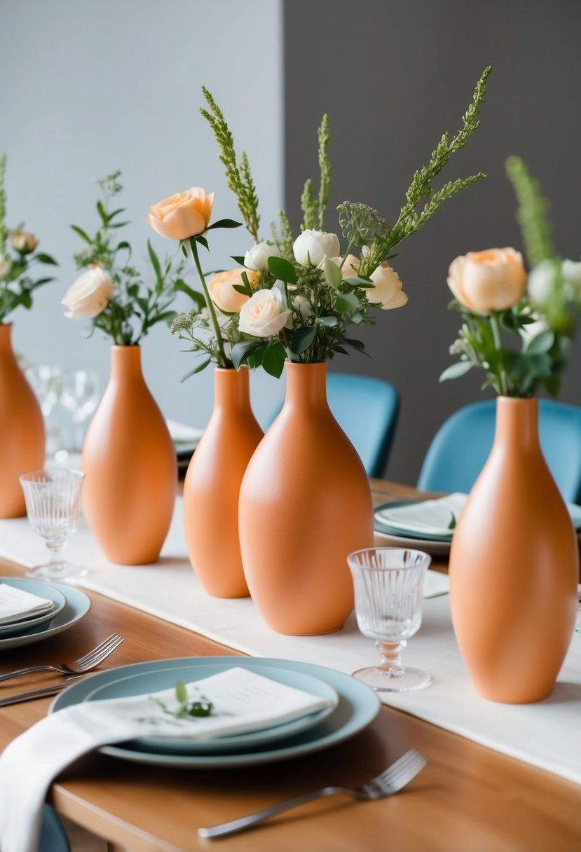 12) Simple Ceramic Vases in Apricot