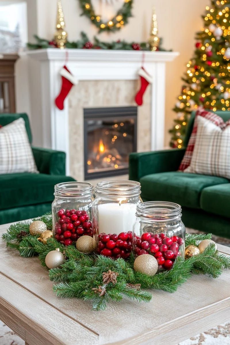 19. Cranberry Mason Jars With Floating Candles - photo 2
