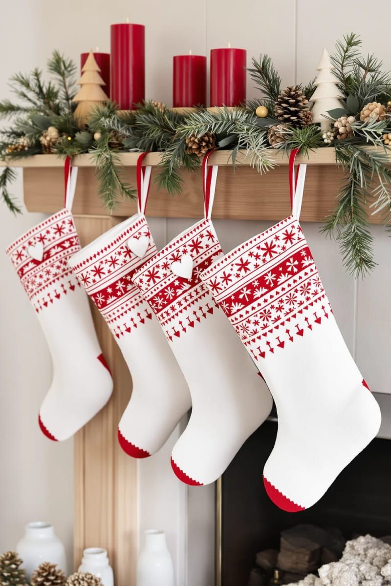 21. Scandinavian Look with Red Stitching and Felt Hearts