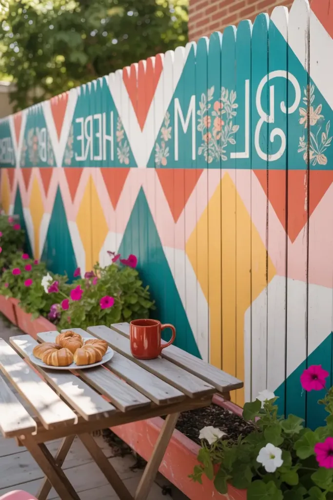 9. Paint Your Fence with Bold Designs