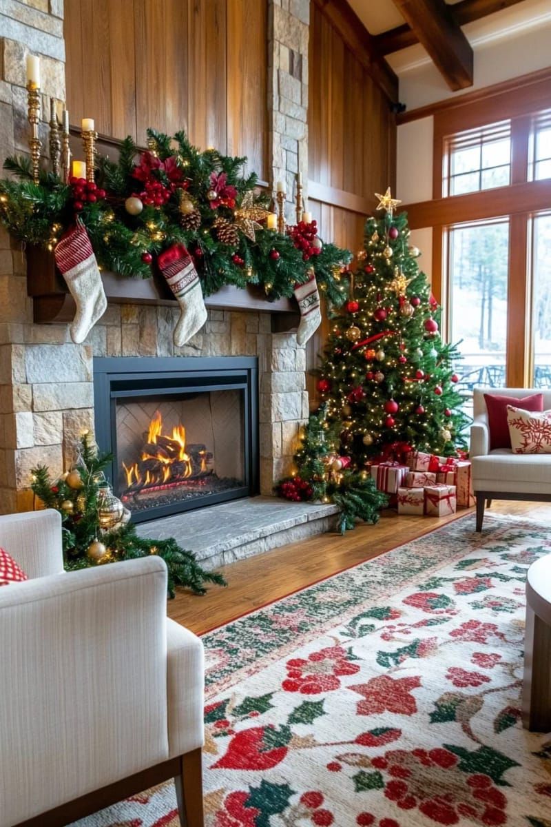 9. Rustic mantel with brass candlesticks and pillars - photo 3