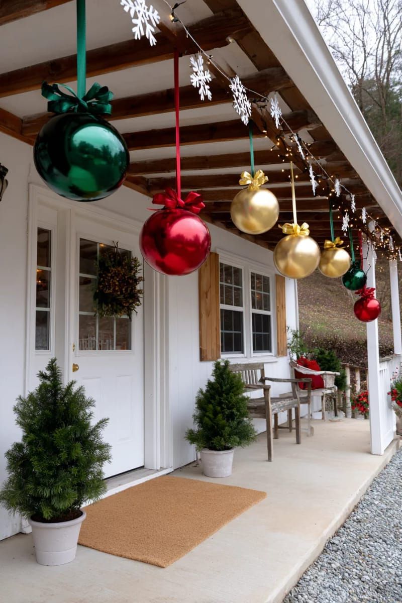 14. Painted Ornament Balls as Porch Décor - photo 2