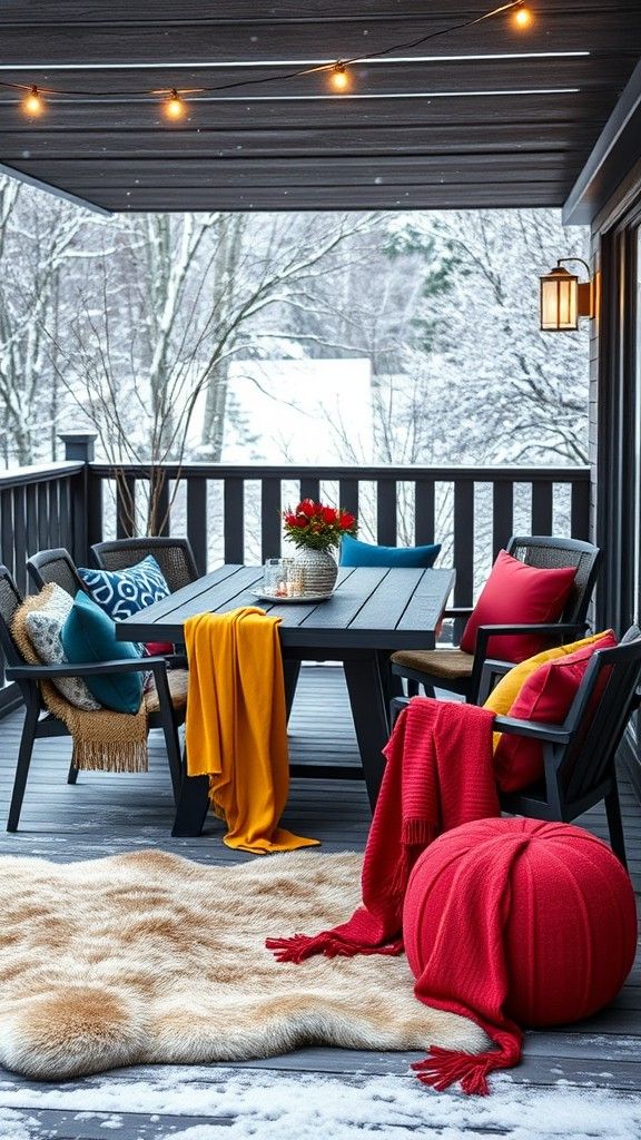 Bold-Colored Pillows and Throws