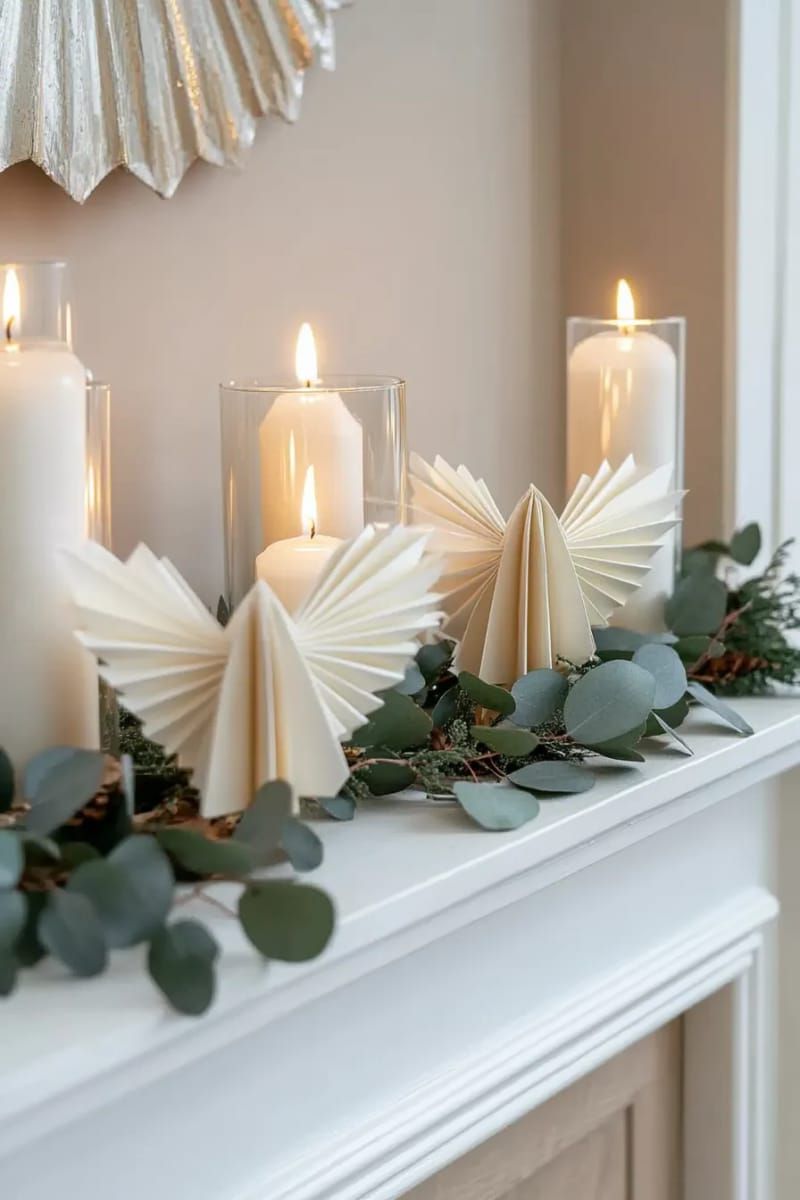 6. Folded Paper Angel Silhouettes for Mantel Displays