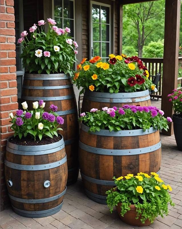 Wine Barrel Garden Planters