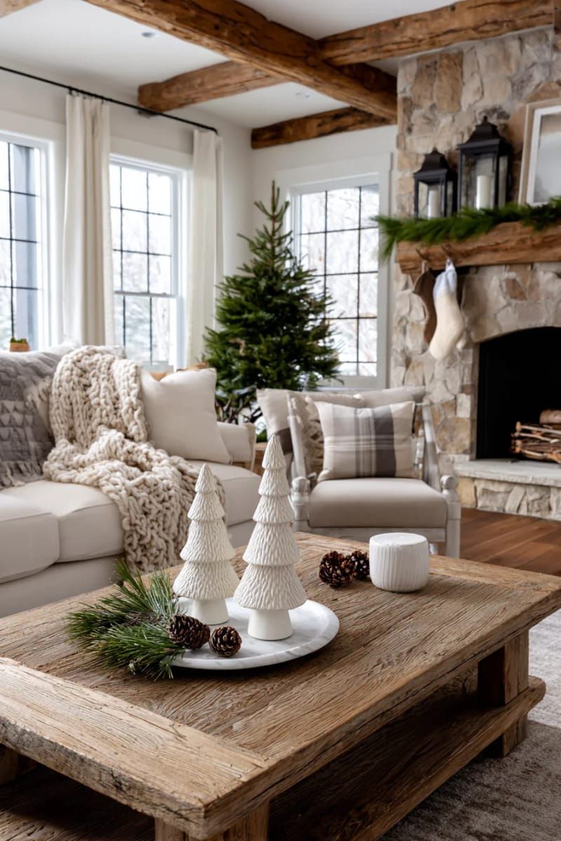21. White Ceramic Trees Arranged On A Marble Tray - photo 2