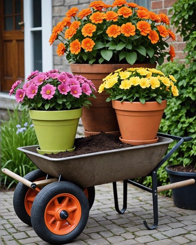 11) Wheelbarrow Flower Pot Display