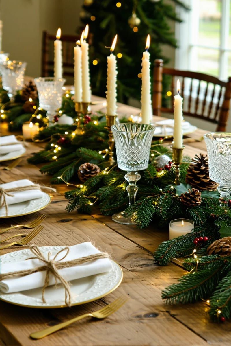 5. Pine Branch Centerpiece With Candlelight - photo 2