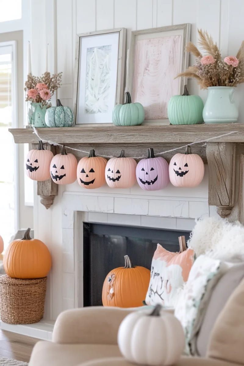 1. Pastel Mini Pumpkin Face Garland - photo 2