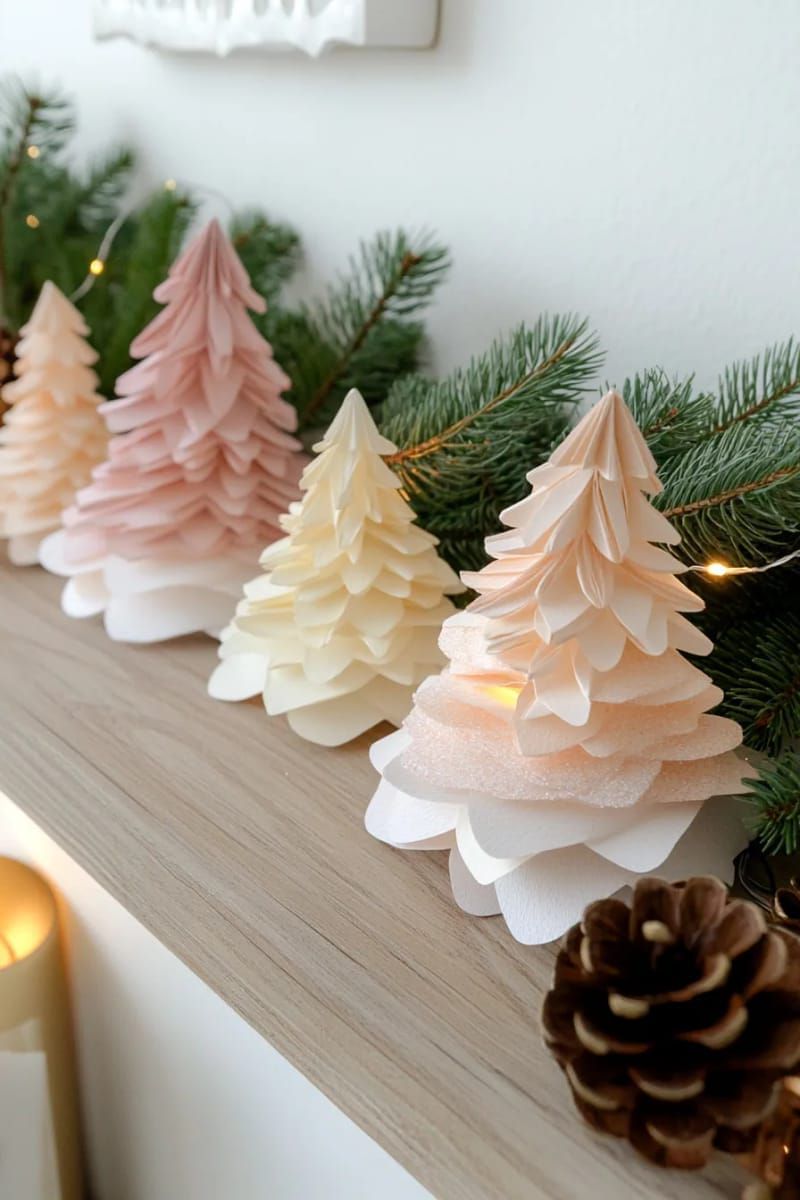 14. Ombre Folded Paper Trees for Shelf Decor - photo 3