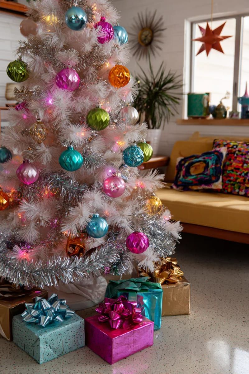 3. Retro Neon Tree With Vintage Tinsel Garland - photo 3