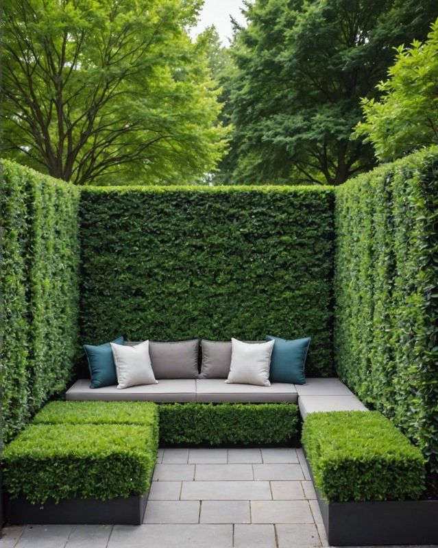 Boxwood Hedge with Built-in Seating